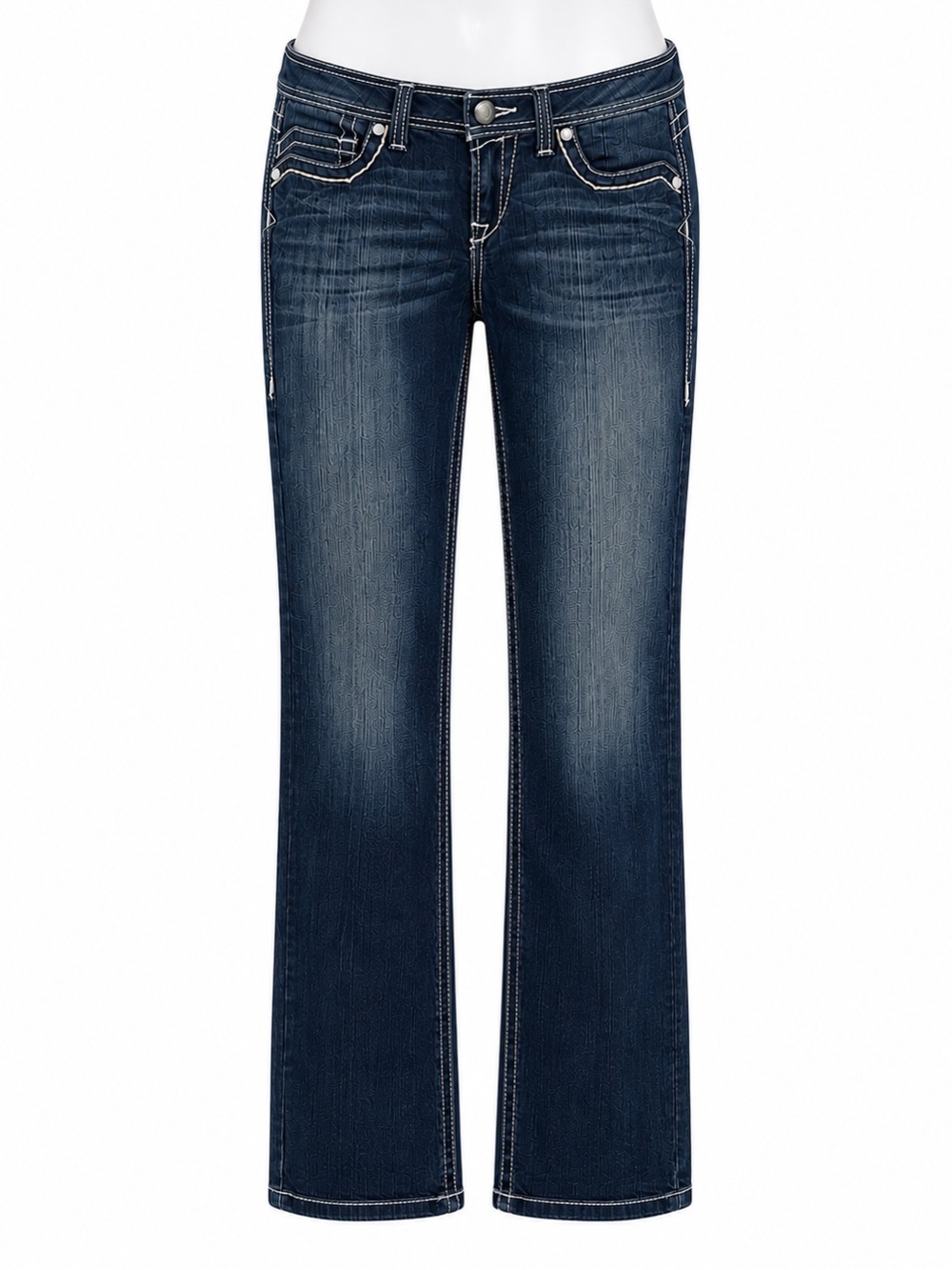 Size 27R Ariat R.E.A.L. Low Rise Boot Cut Jeans Dark Wash Western Contrast